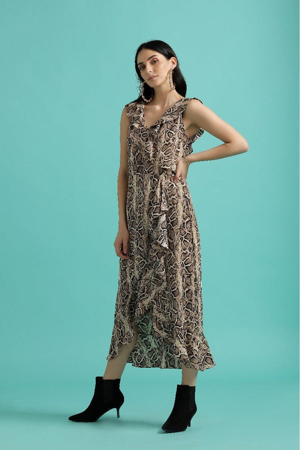 Gipsy Bold Snake Effect Dress Beige