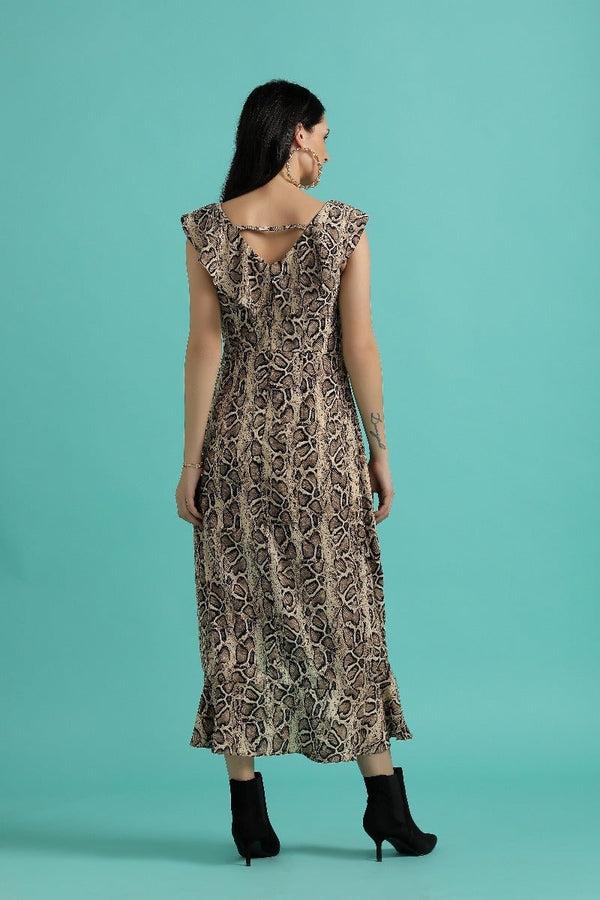 Gipsy Bold Snake Effect Dress Beige