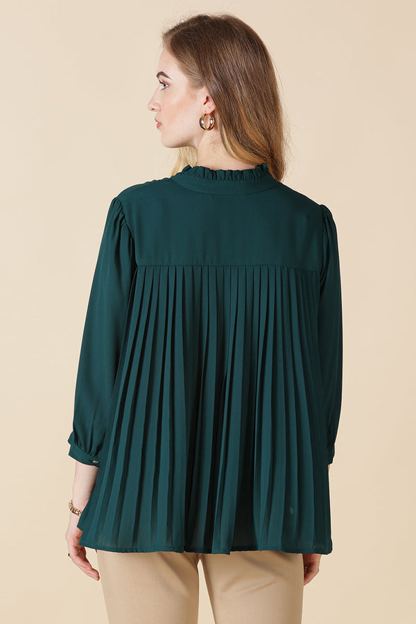 Gipsy Gipsy Bottle Green Georgette Shirt Bottle Green