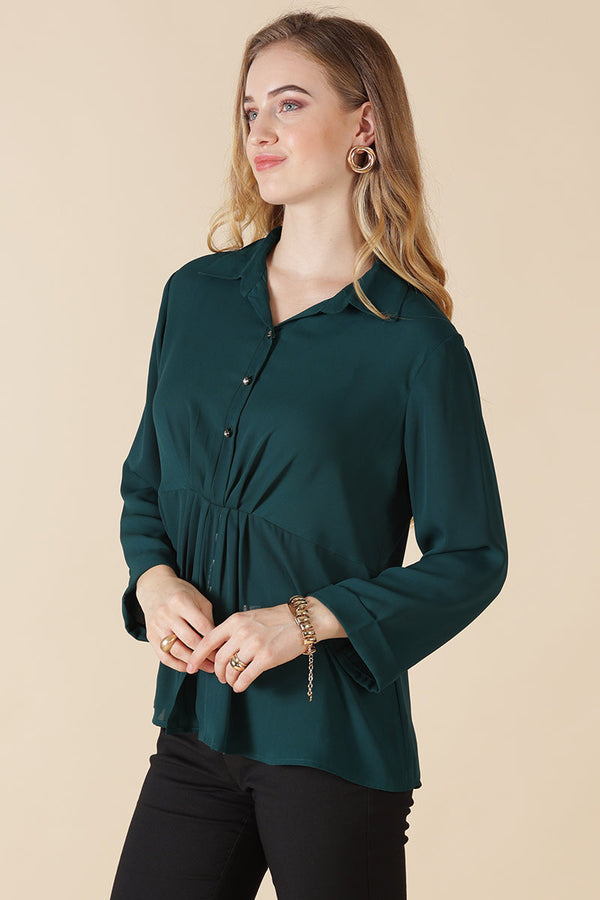 Gipsy Gipsy Bottle Green Georgette Tunic Bottle Green