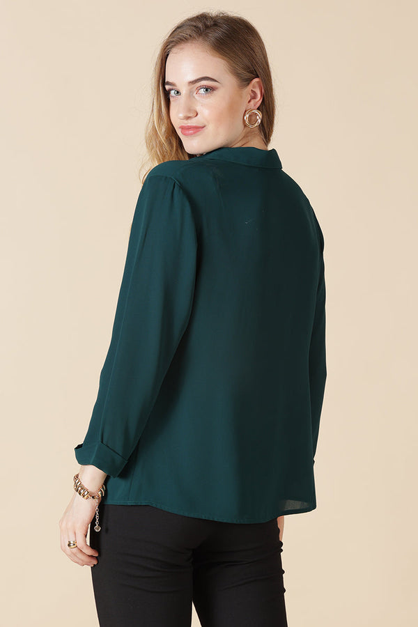 Gipsy Gipsy Bottle Green Georgette Tunic Bottle Green