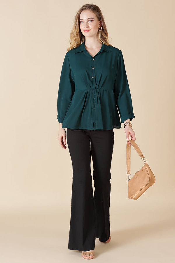 Gipsy Gipsy Bottle Green Georgette Tunic Bottle Green