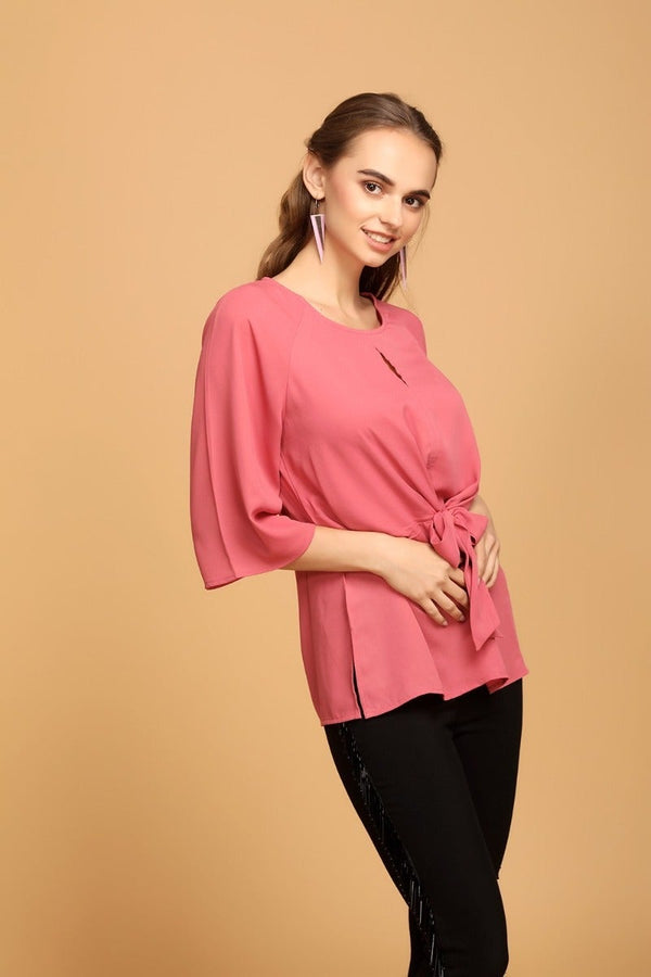 Gipsy Breezy Front Knot Top Tan