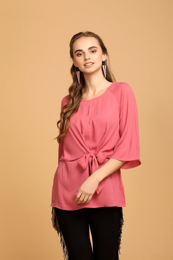 gipsy Breezy Front Knot Top Tan