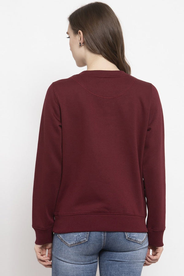 Gipsy Gipsy Burgandy Solid Poly Cotton Sweatshirt Burgundy