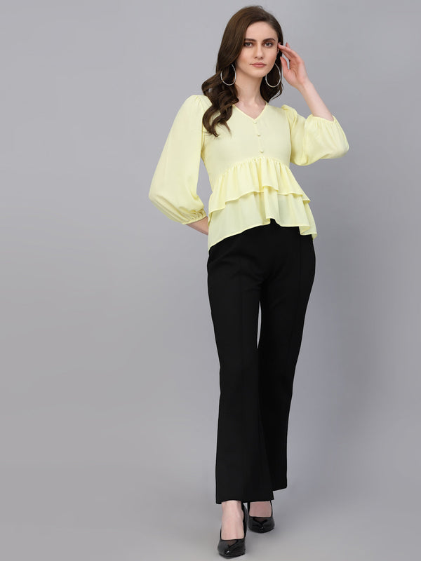 Gipsy Gipsy Butter Yellow Georgette Blouse Butter Yellow
