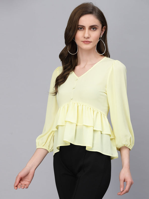 Gipsy Gipsy Butter Yellow Georgette Blouse Butter Yellow