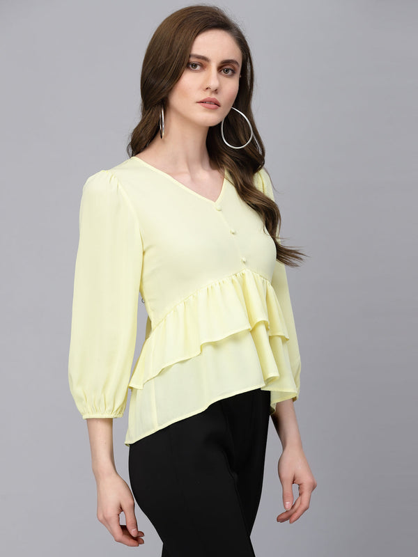 Gipsy Gipsy Butter Yellow Georgette Blouse Butter Yellow