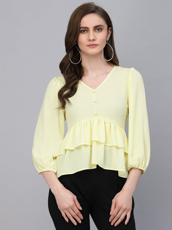 gipsy Gipsy Butter Yellow Georgette Blouse Butter Yellow