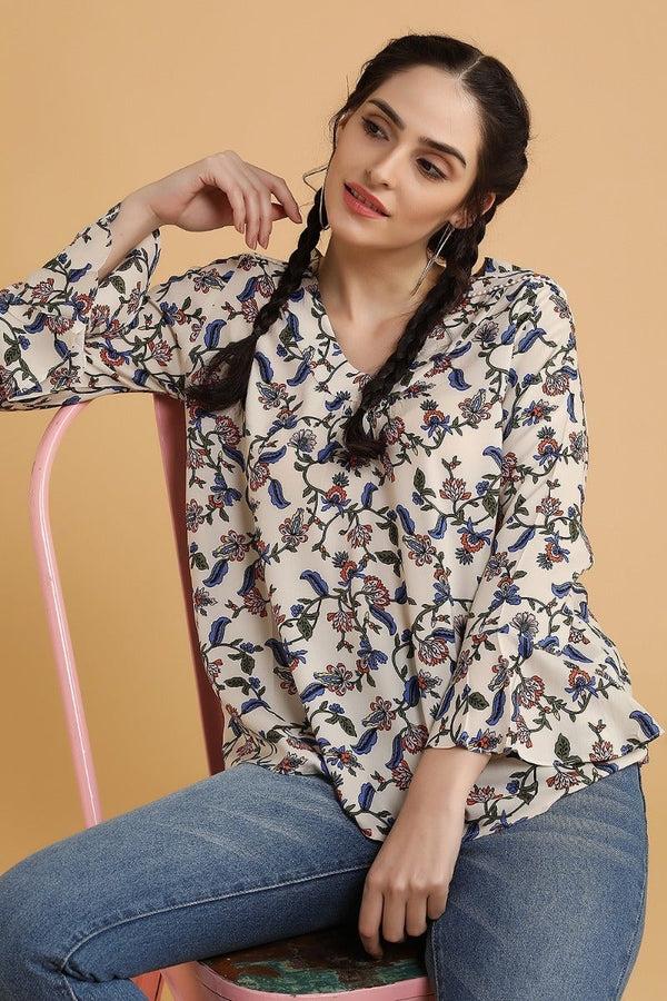 gipsy Casual Printed Tunic Beige