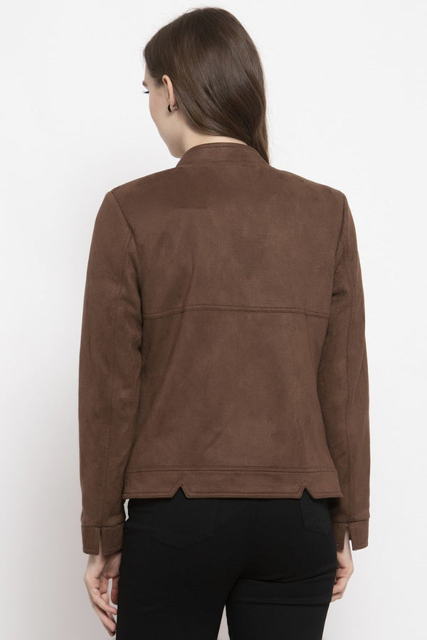 Gipsy Gipsy Coffee Brown Solid Polyester Jacket Coffee Brown