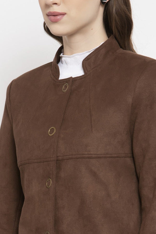 Gipsy Gipsy Coffee Brown Solid Polyester Jacket Coffee Brown