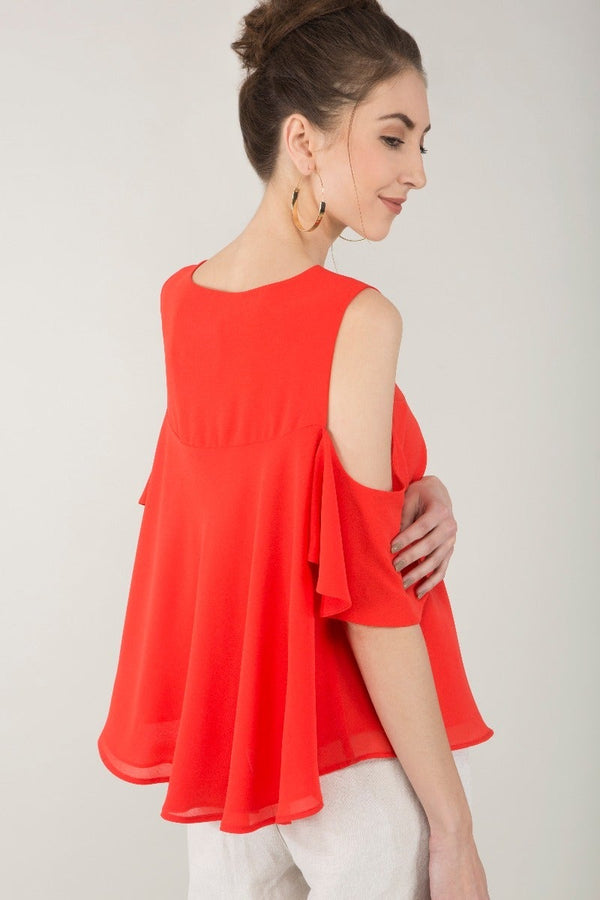 Gipsy Cold-Shoulder Swing Top Red