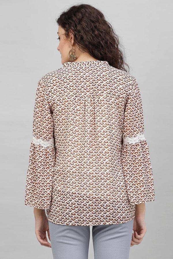 Gipsy Gipsy Cream Abstract Printed Polyester Tunic Cream