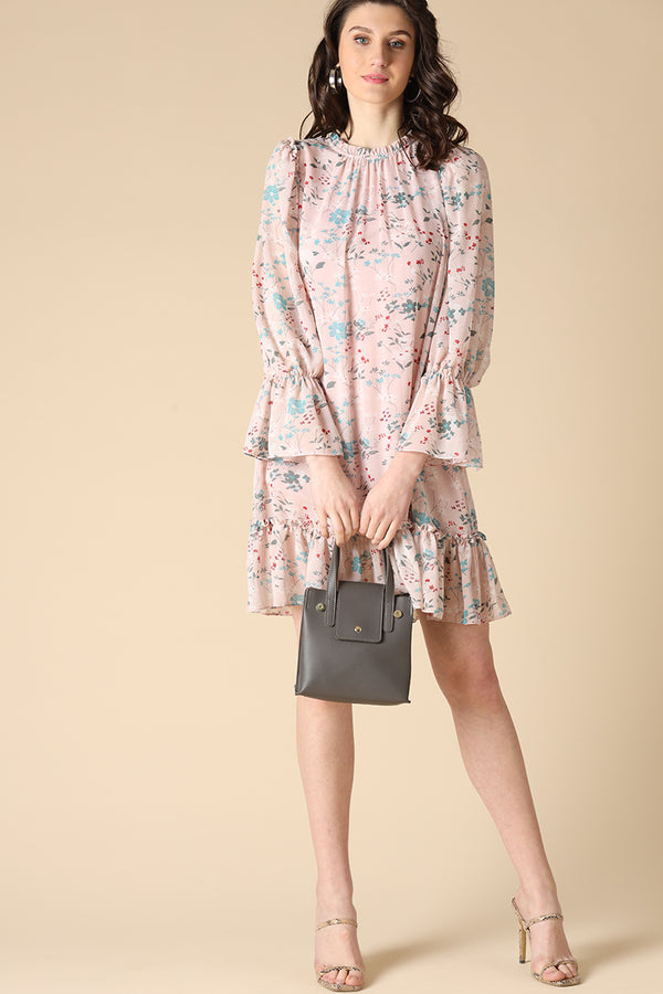 Gipsy Gipsy Cream Fashion Round Neck Georgette Dress Cream