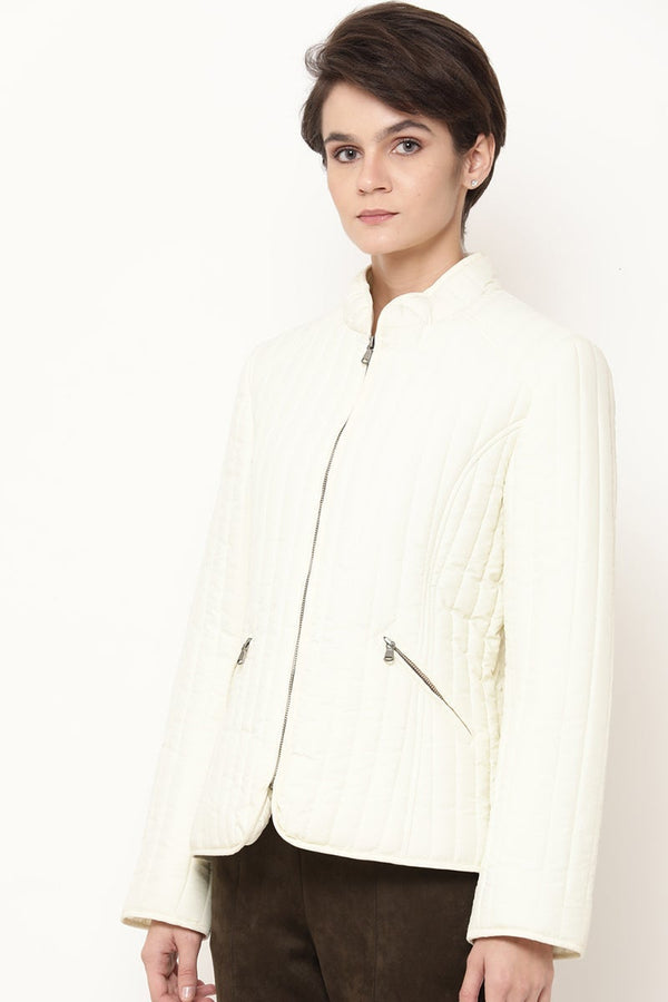 Gipsy Cream Regular Length Solid PU Jacket Cream