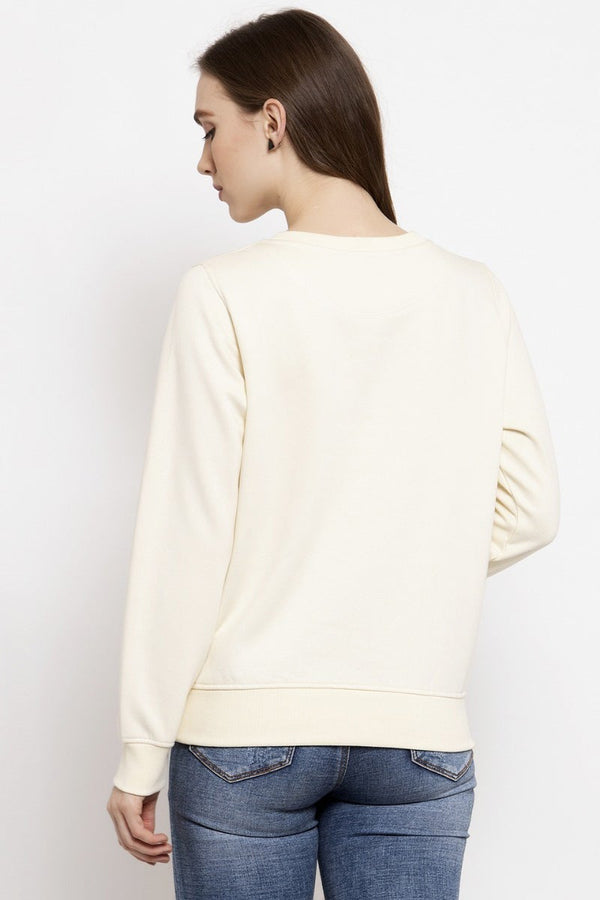 Gipsy Gipsy Cream Solid Poly Cotton Sweatshirt Cream