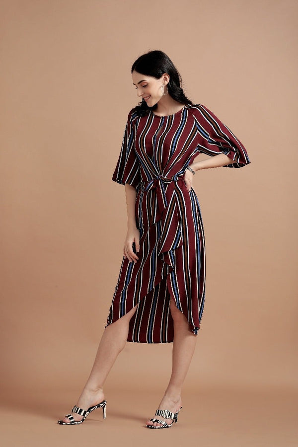 Gipsy Dominant Striped Dress Wine