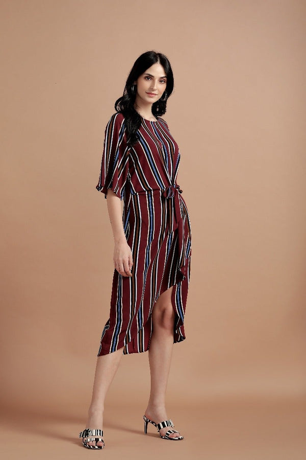 Gipsy Dominant Striped Dress Wine