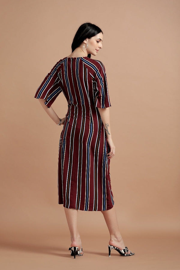 Gipsy Dominant Striped Dress Wine