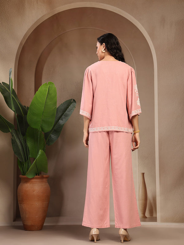 Gipsy Gipsy Dusty Pink Embroidered Linen Cord Set Dusty Pink