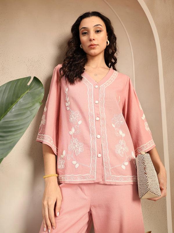 Gipsy Gipsy Dusty Pink Embroidered Linen Cord Set Dusty Pink