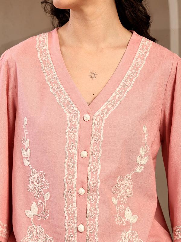 Gipsy Gipsy Dusty Pink Embroidered Linen Cord Set Dusty Pink