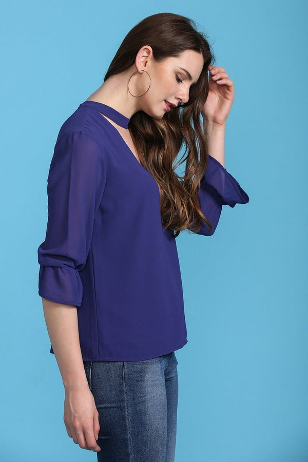Gipsy Easy-Going Purple Hued Blouse Ink Blue