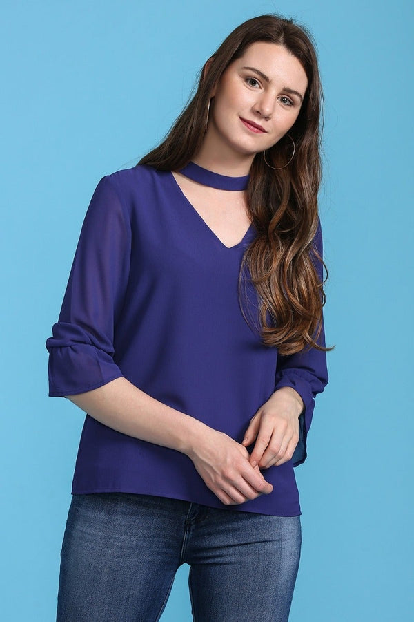 gipsy Easy-Going Purple Hued Blouse Ink Blue