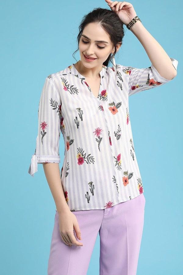 Gipsy Elegant Printed Stripes Tunic Mouve