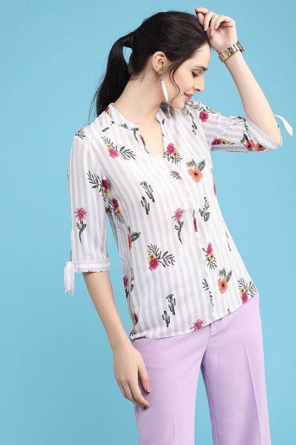 Gipsy Elegant Printed Stripes Tunic Mouve