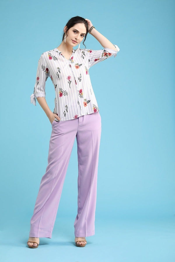 Gipsy Elegant Printed Stripes Tunic Mouve