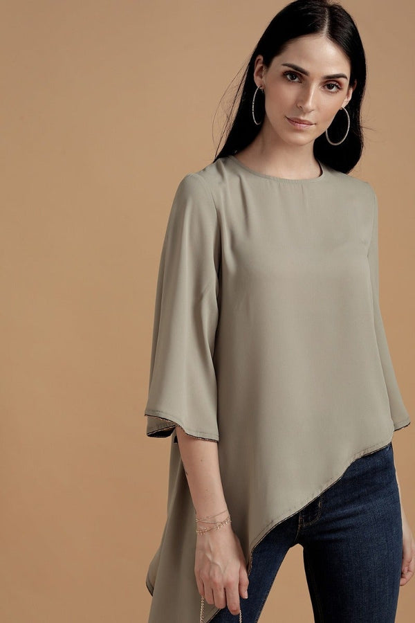 Gipsy Flattering Assymetrical Top Olive