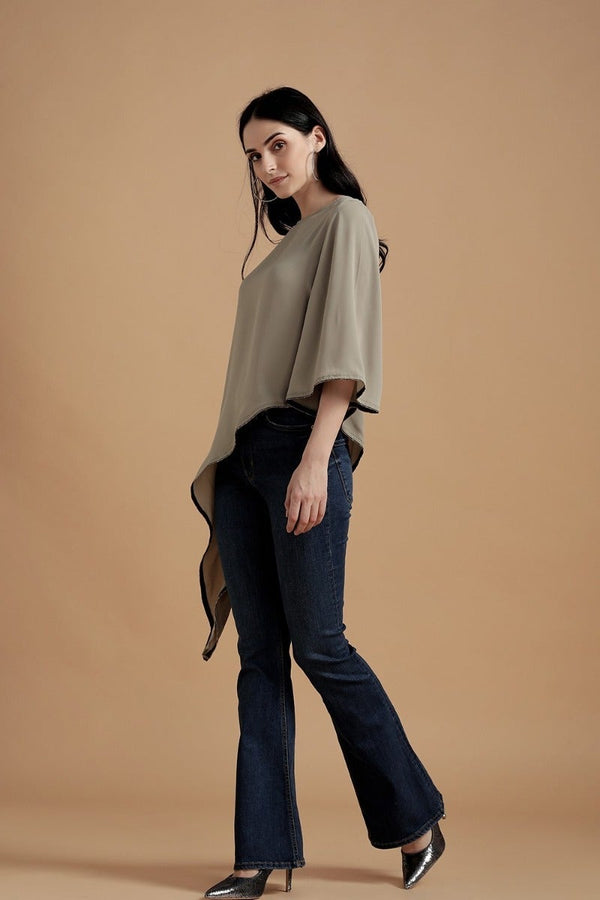 Gipsy Flattering Assymetrical Top Olive