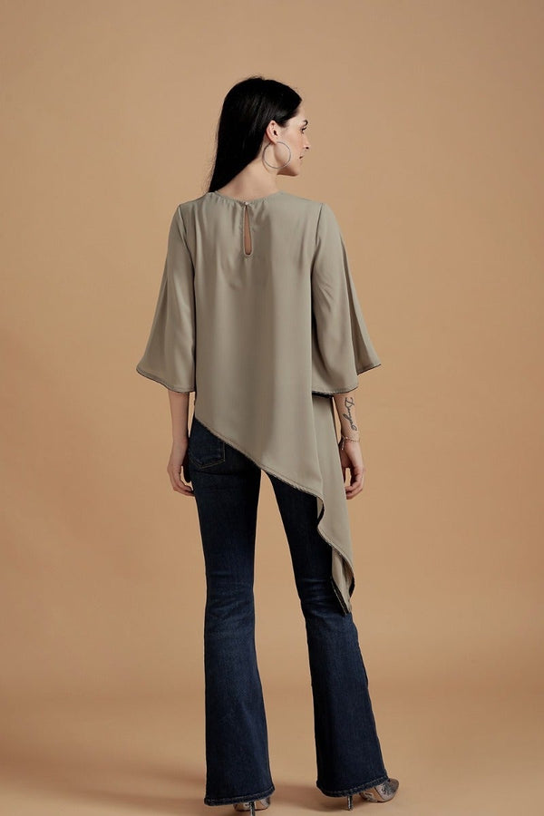 Gipsy Flattering Assymetrical Top Olive