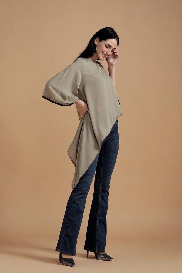 gipsy Flattering Assymetrical Top Olive
