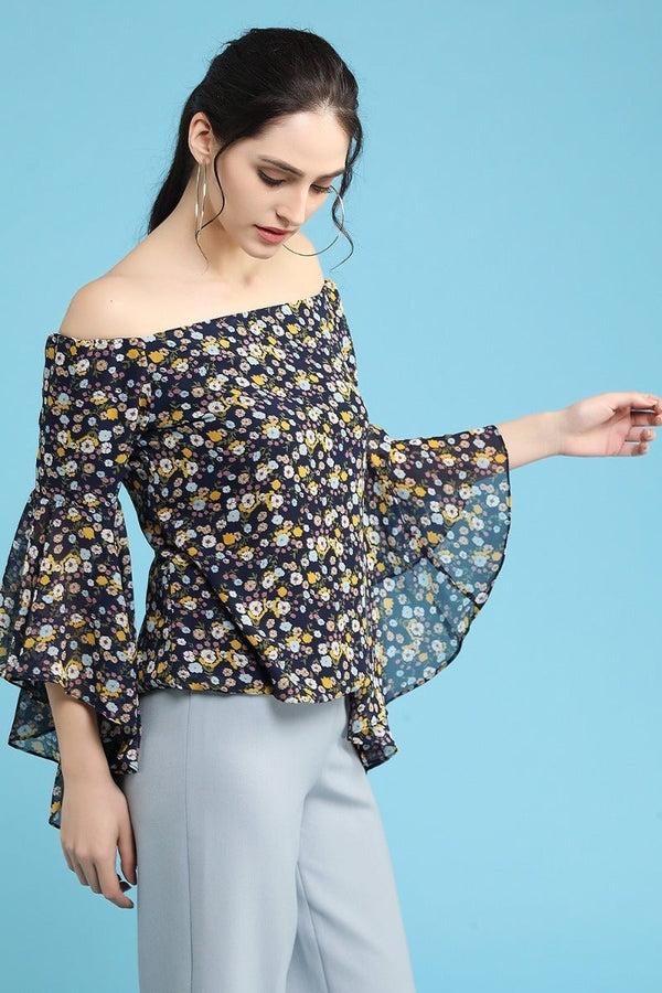 Gipsy Floral Delight Top Navy