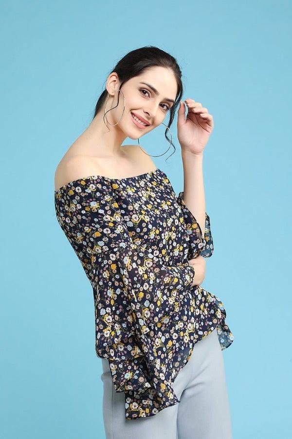 Gipsy Floral Delight Top Navy