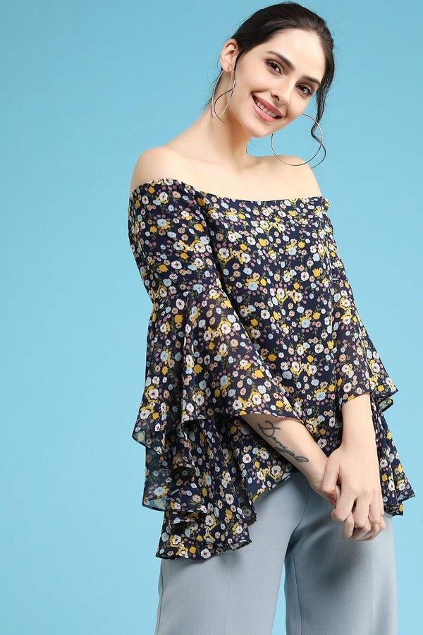 gipsy Floral Delight Top Navy