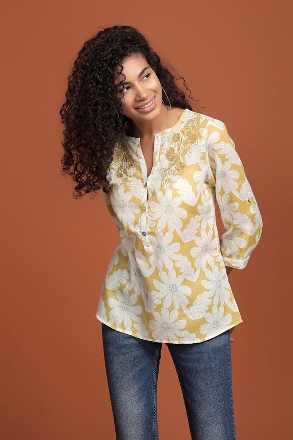 Gipsy Floral Mustard Top Yellow