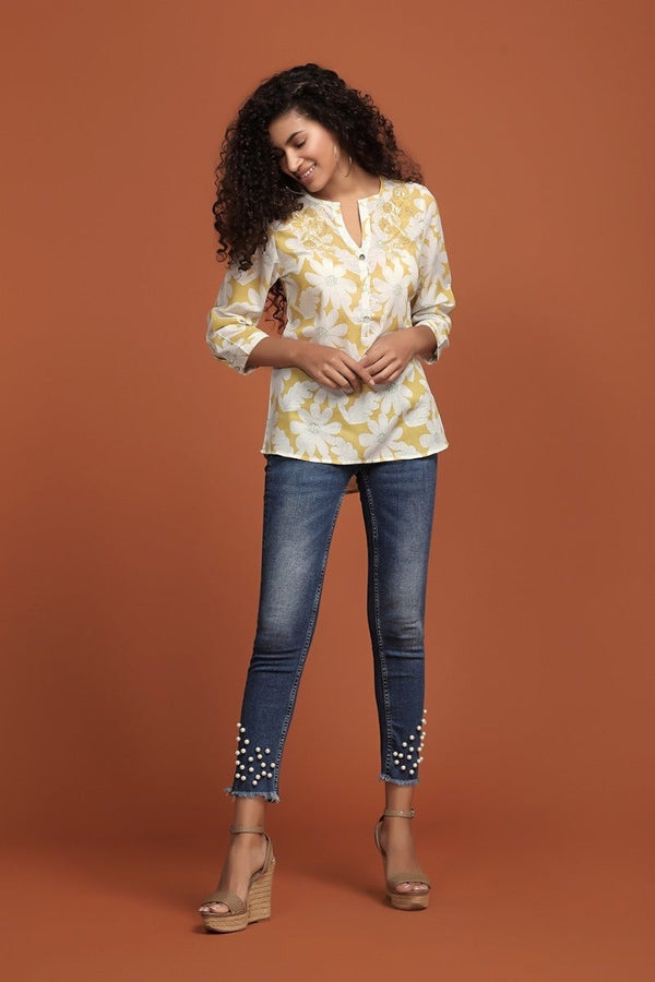 Gipsy Floral Mustard Top Yellow