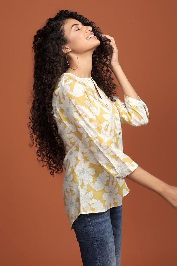 gipsy Floral Mustard Top Yellow