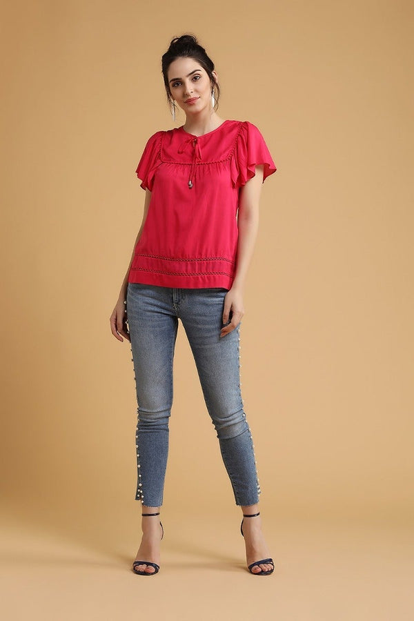 Gipsy Fuschia Ruffle Sleeves Top Fuschia