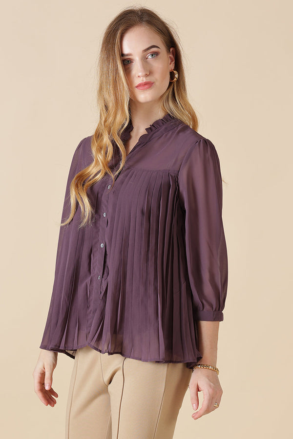 Gipsy Gipsy Aubergine Georgette Shirt Aubergine
