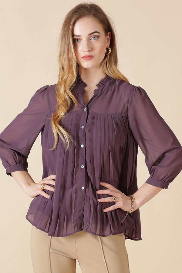 gipsy Gipsy Aubergine Georgette Shirt Aubergine