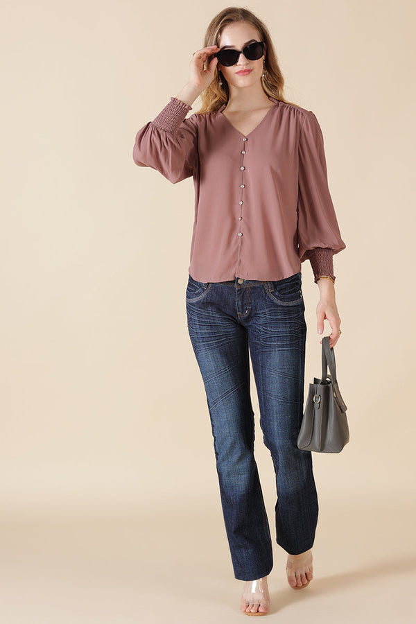 Gipsy Gipsy Aubergine Georgette Tunic Purple