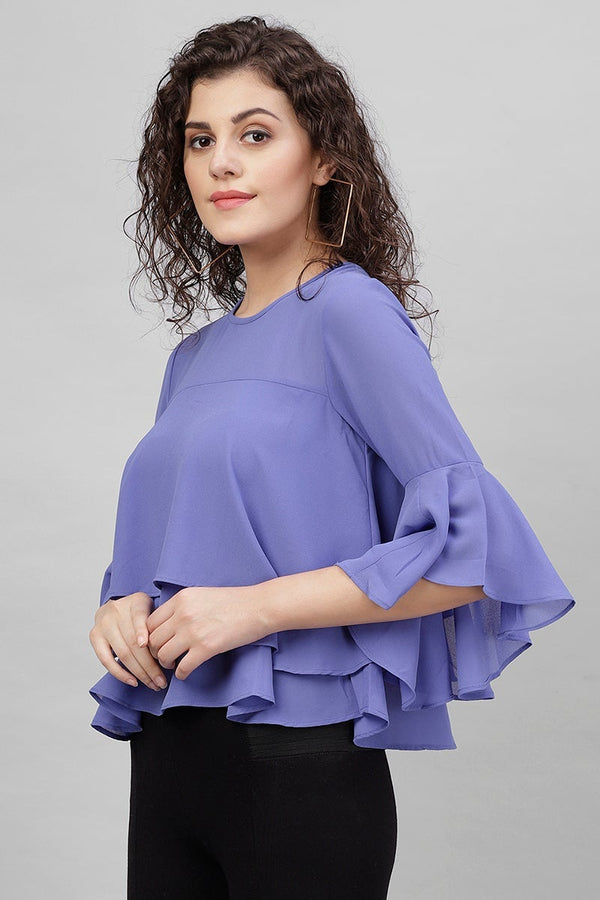 Gipsy Gipsy Azure Blue Polyster Top Blue