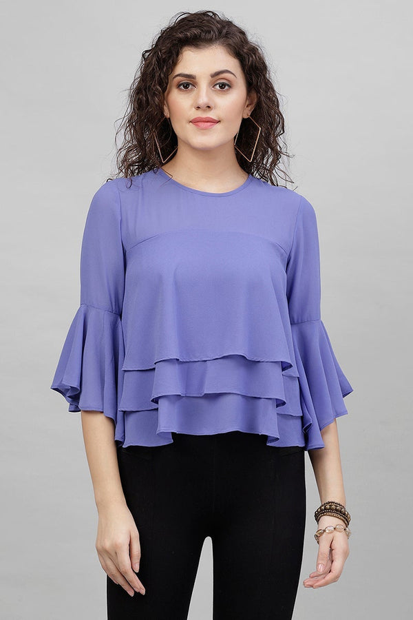 gipsy Gipsy Azure Blue Polyster Top Blue