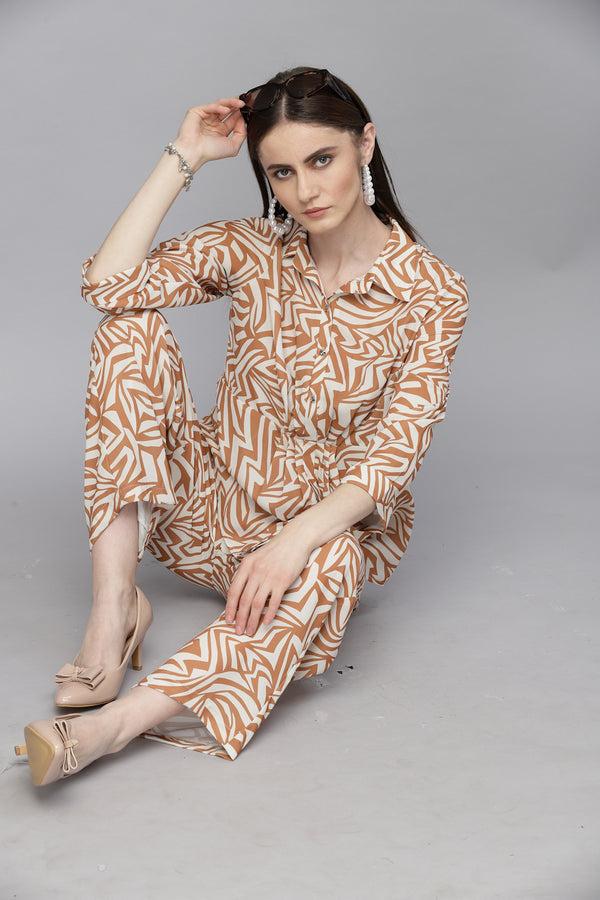 Gipsy Gipsy Beige Georgette Co-Ord Pant Beige