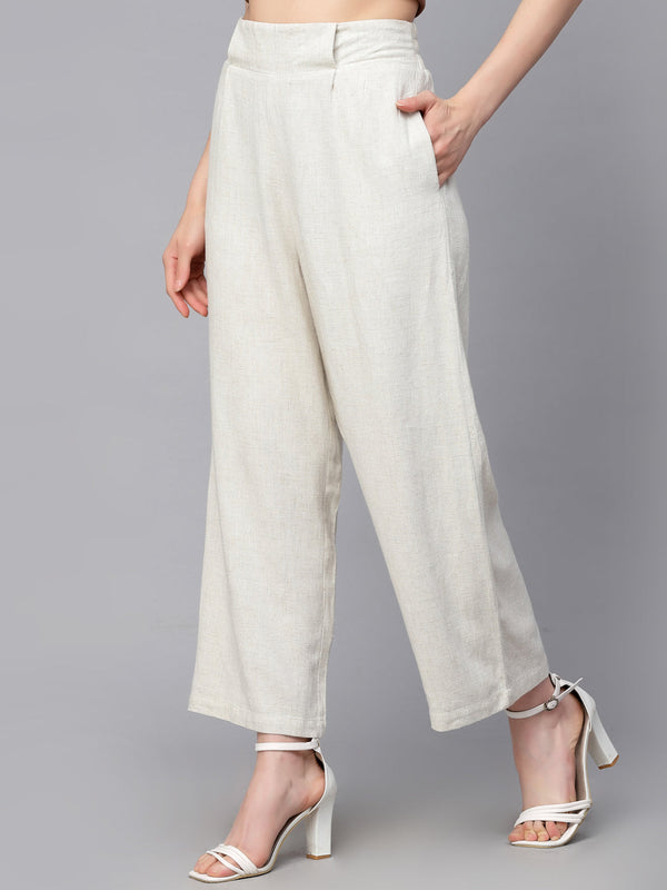 Gipsy Gipsy Beige Linen Ladies Pant Beige